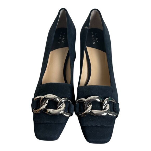Alex Marie NWOT Blue Suede Chain-Hardware Loafer Pumps Women's Size 7M - Picture 11 of 11